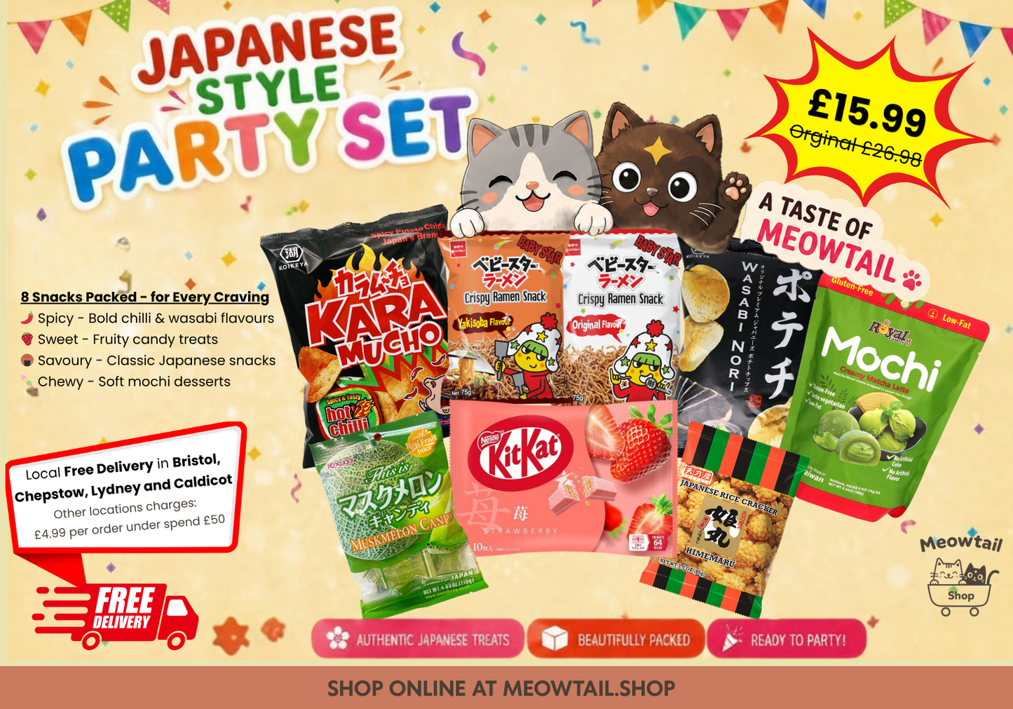Japanese Style Snack Set A – 8 Snacks | Candy, Chips, Mochi | Gift Set