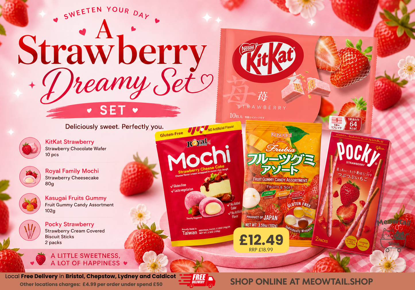 Japanese Strawberry Snack Bundle Box – KitKat, Pocky, Mochi & Gummies | Sweet Gift Set