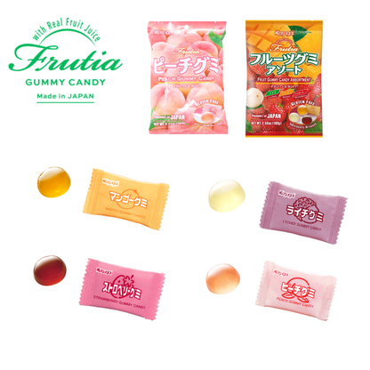 Kasugai Japanese Fruit Gummy & Candy Pack of 3 (Fruit Gummy Assortment 102g, Peach Gummy 107g and Muskmelon Candy 115g)