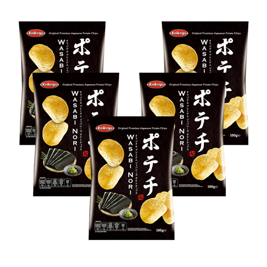 KOIKEYA, Wasabi Nori Seaweed Potato Chips Crisps 100g (5 Packs)| Japanese Snacks