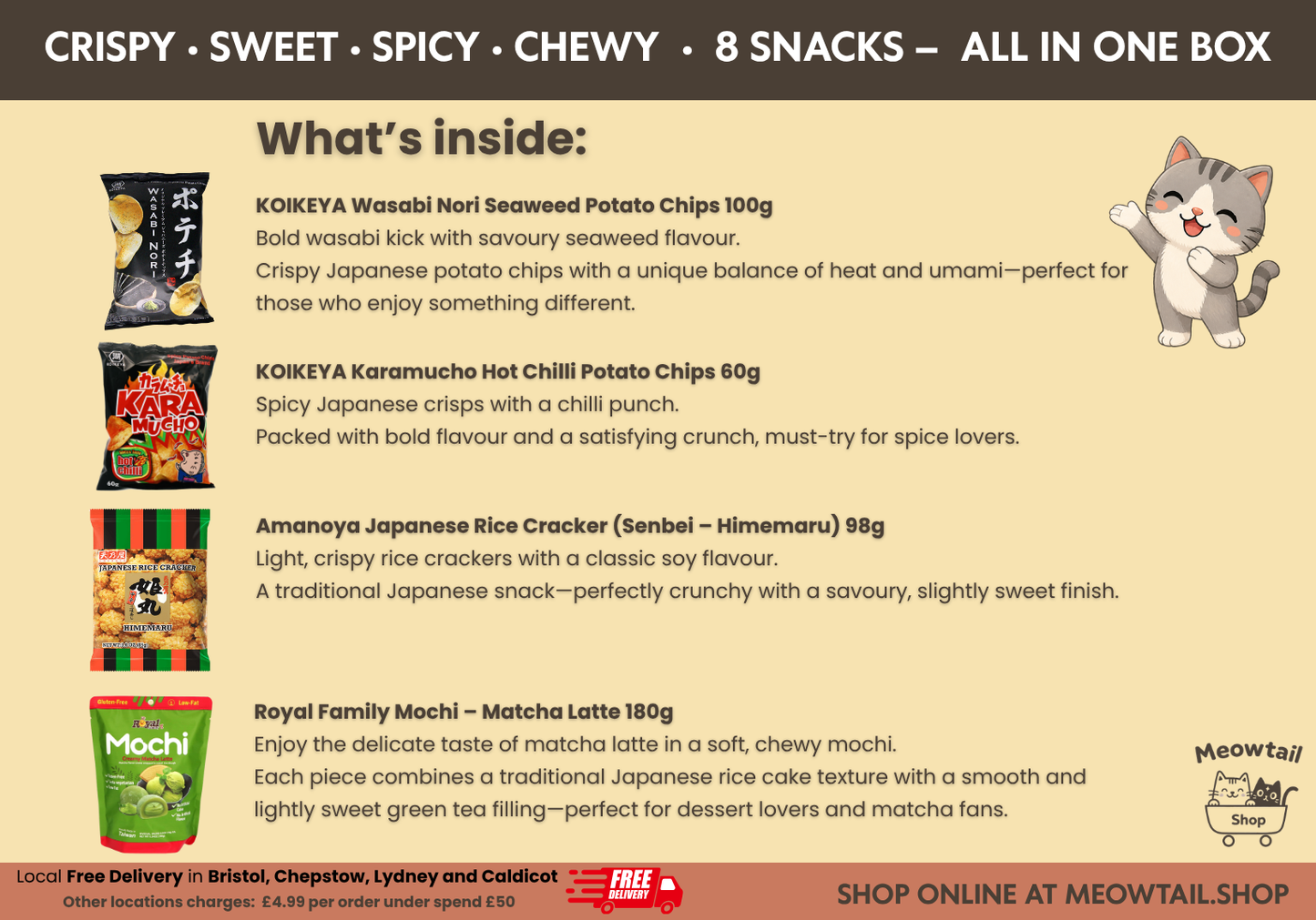 Japanese Style Snack Set A – 8 Snacks | Candy, Chips, Mochi | Gift Set