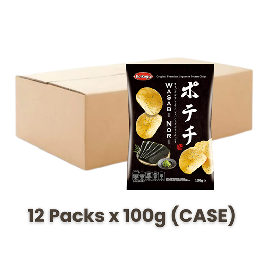 KOIKEYA, Wasabi Nori Seaweed Potato Chips Crisps 12 X 100g (Case)| Japanese Snacks