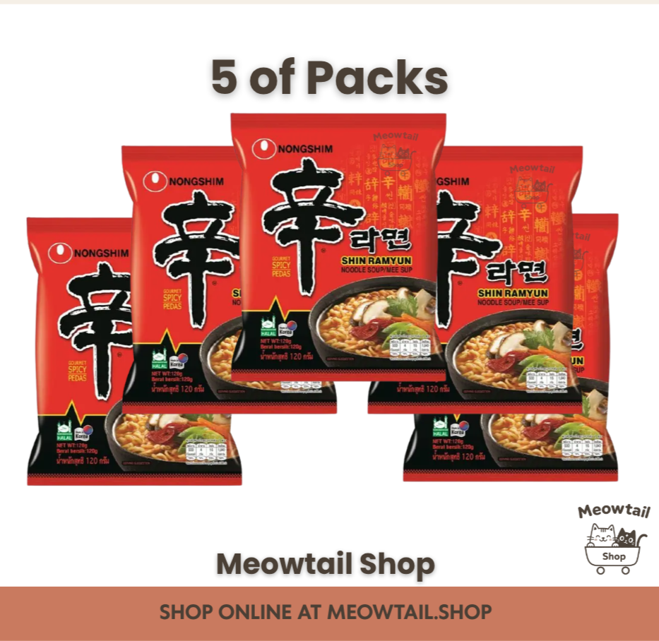 Nongshim Shin Ramyun Spicy Instant Noodles, Ramen&nbsp; 5 x 120g (Multi)