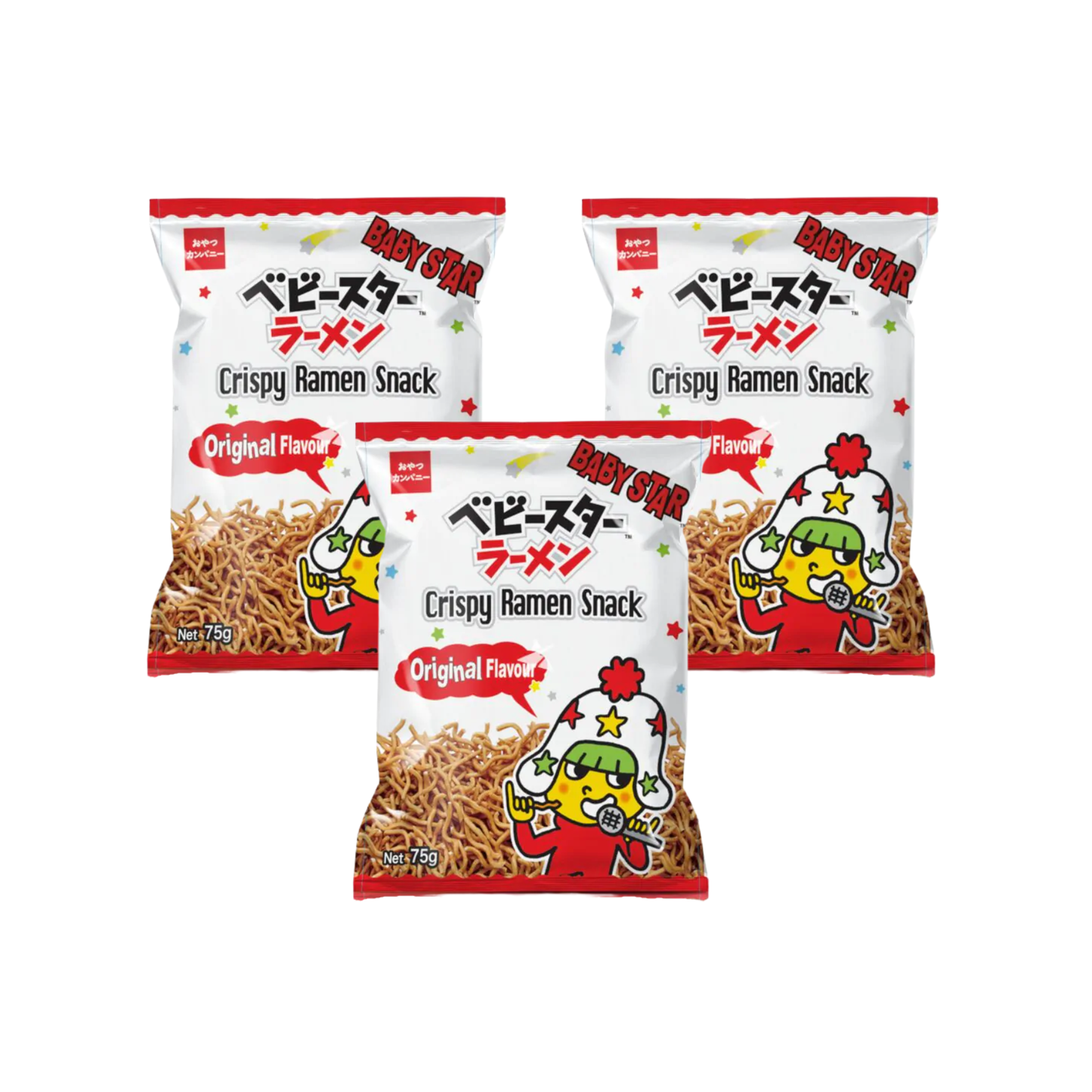 Baby Star Ramen Snack (Original) Crispy Thin 75g (3 Packs)| Japanese Snacks| Kids Snacks