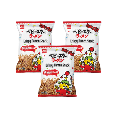 Baby Star Ramen Snack (Original) Crispy Thin 75g (3 Packs)| Japanese Snacks| Kids Snacks
