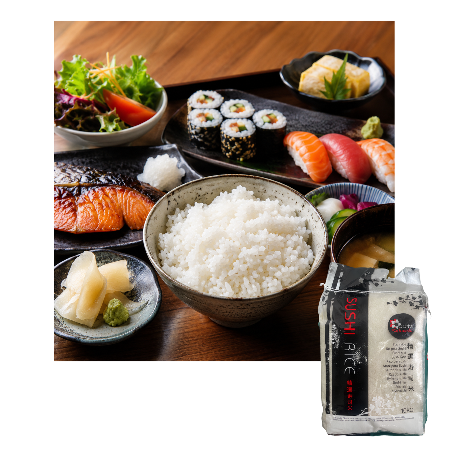 Kobasuki Sushi Rice 10KG, Premium Japanese Rice, Short Grain, Sticky Texture, Ideal for Sushi & Japanese Cuisine, Authentic Asian Cooking, 10KG