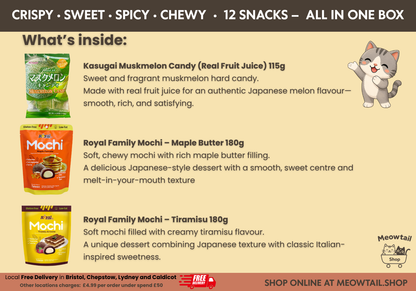 Japanese Style Snack Party Set – 12 Snacks | Candy, Chips, Mochi & Chocolate | Gift Set