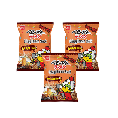 Baby Star Ramen Snack (Yakisoba) Crispy Thin 75g (3 Packs)| Japanese Snacks| Kids Snacks