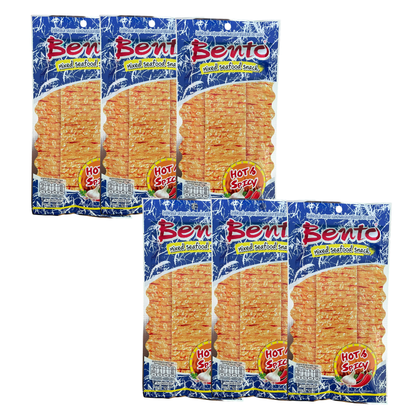 Bento Mixed Seafood Snack Hot & Spicy Flavour 20g, Thai Snack (Pack of 6)