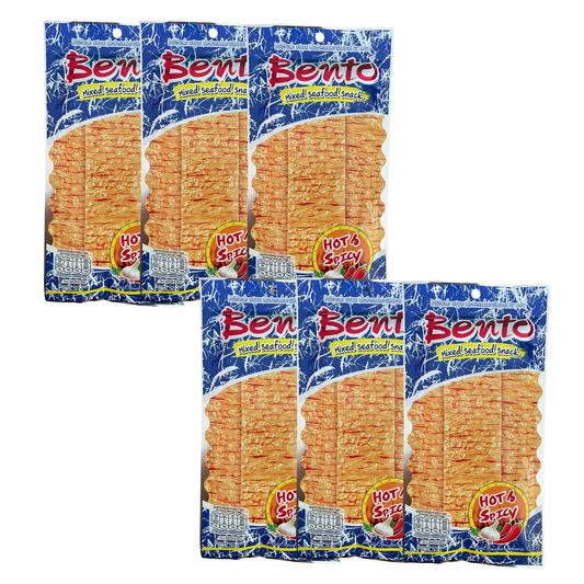 Bento Mixed Seafood Snack Hot & Spicy Flavour 20g, Thai Snack (Pack of 6)