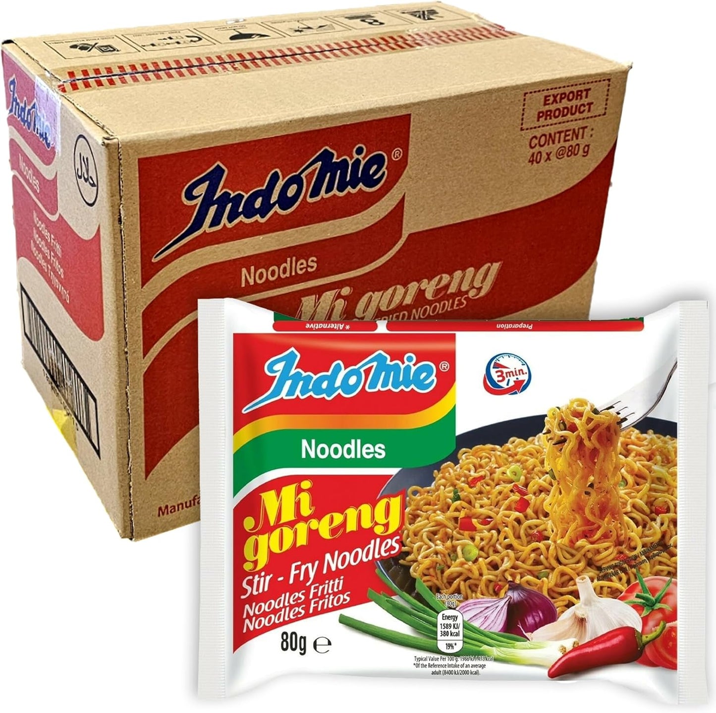 Indomie Mi Goreng Instant Stir Fried Noodles 80g * 40 Pack (Case)