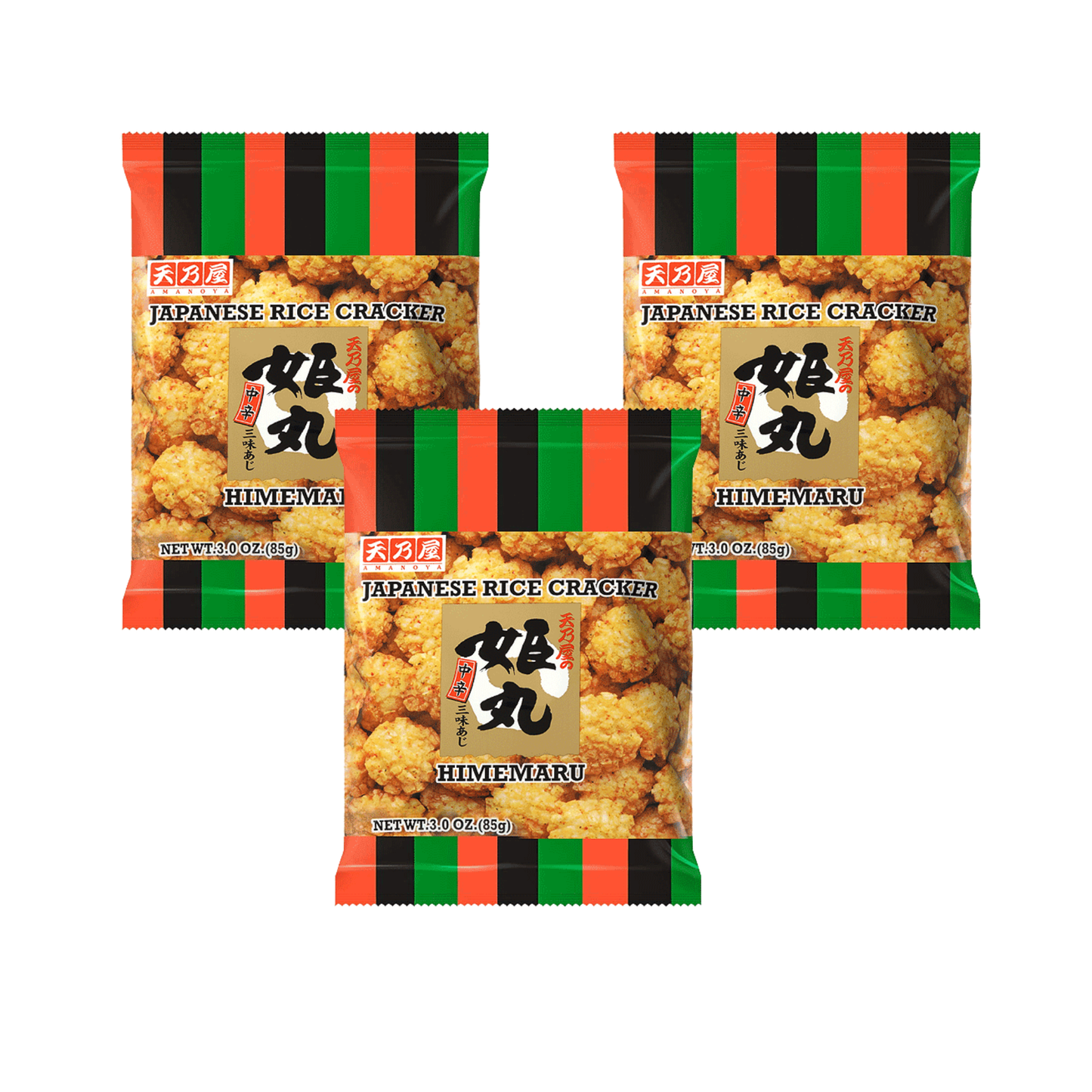 Amanoya Himemaru Arare Japanese Rice Cracker 98g, Senbei, Snacks, Pack of 3