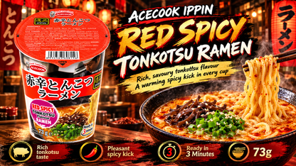 Acecook Ippin Japanese Instant Ramen Variety Pack – 8 Cups x 73g (Creamy Chicken Paitan, Black Tonkotsu with Garlic, Spicy Miso & Red Spicy Tonkotsu) (Copy)