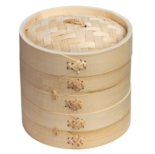 MP Bamboo Steamer 6" 2 Tier Set 2 Bases + 1 Lid