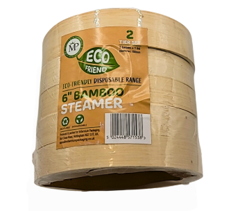 MP Bamboo Steamer 6" 2 Tier Set 2 Bases + 1 Lid