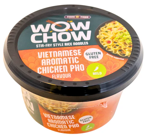 Tiger Tiger Wow Chow Aromatic Chicken Pho Instant Noodle 76g, Gluten-free, Vietnamese Stir-fry Style, Rice Noodles